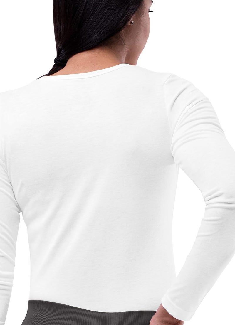 Sivvan Scrubs for Women - Long Sleeve Comfort Underscrub Tee - S8500 - White - 2X - Image 2